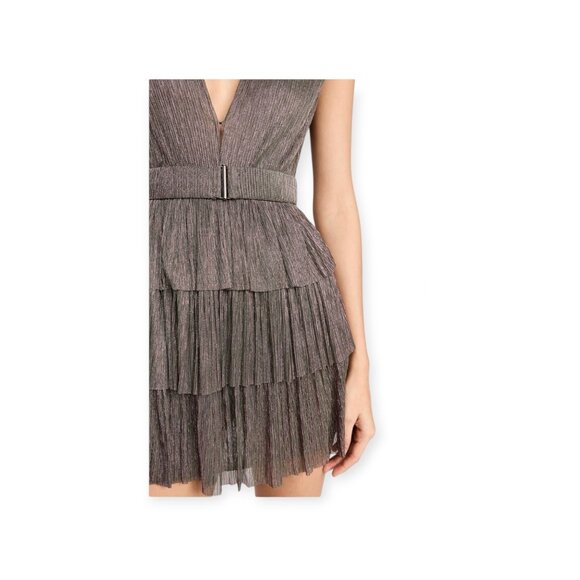 NWT $250 Sabina Musayev Pink Green Metallic Skylar Fit & Flare Mini Dress Size M - Picture 7 of 9